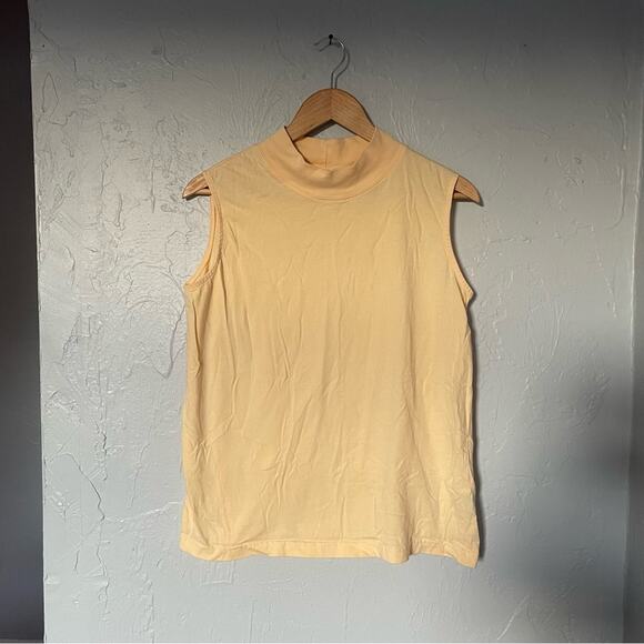 Butter Yellow Hunt Club Sleeveless Mock Neck Tank Top 100% Cotton size Large - Picture 1 of 4